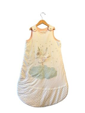 Cream Unicorn Sleep Sack with Mint Cloud and Pink Trim